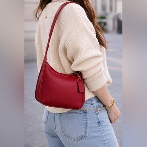 Coach Limited Edition Curve Zip Red Leather Shoulder Bag